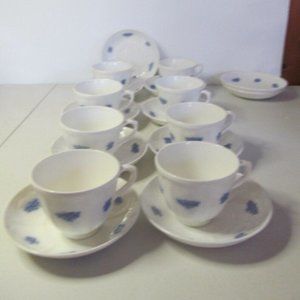 Adderley's CHELSEA Teacup Set Saucer BLUE Purple Tea cups Victorian Antique